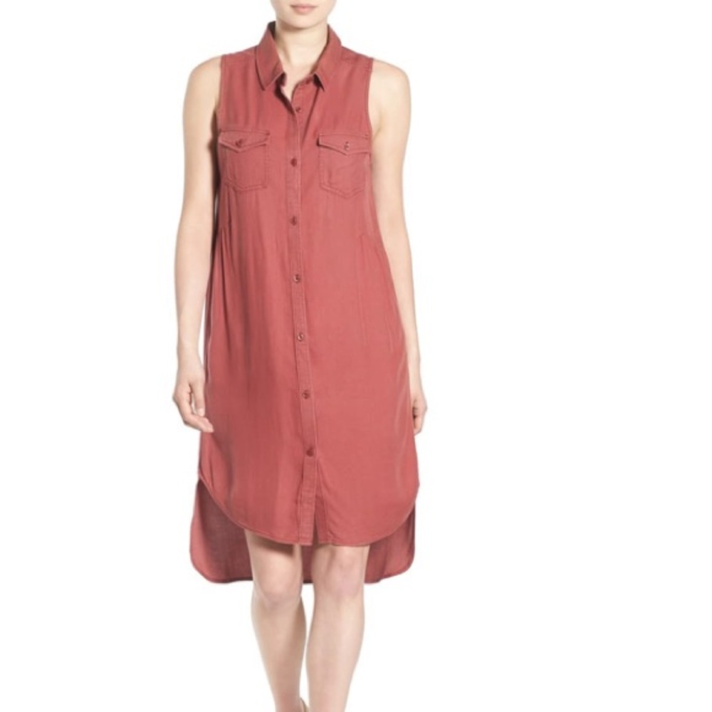 B.P. Sleeveless Woven Shirtdress